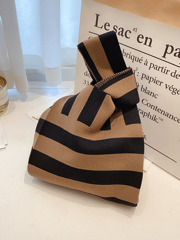 Knitting Checkerboard Zebra-Stripe Striped Bags Accessories Handbags