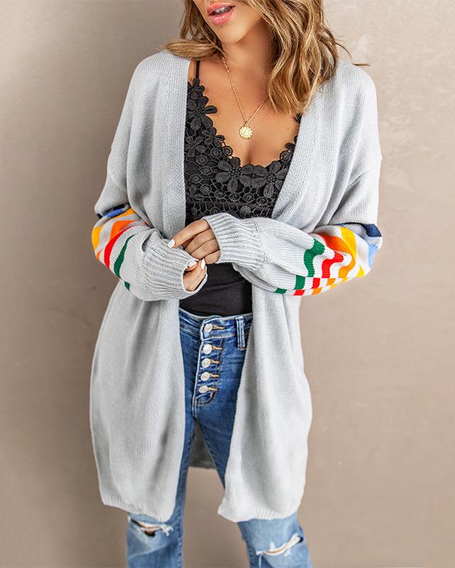 STRIPED KNIT CARDIGAN（8 COLORS)）