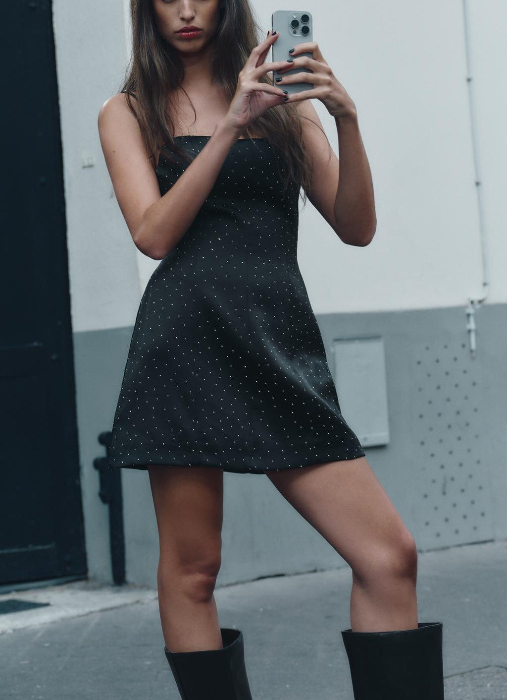 Sexy Sling Rhinestone Backless Mini Dress