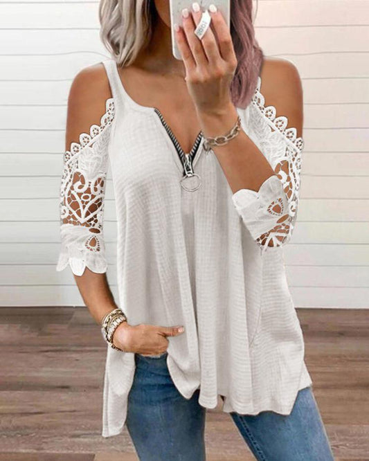 COLD SHOULDER LACE TOP