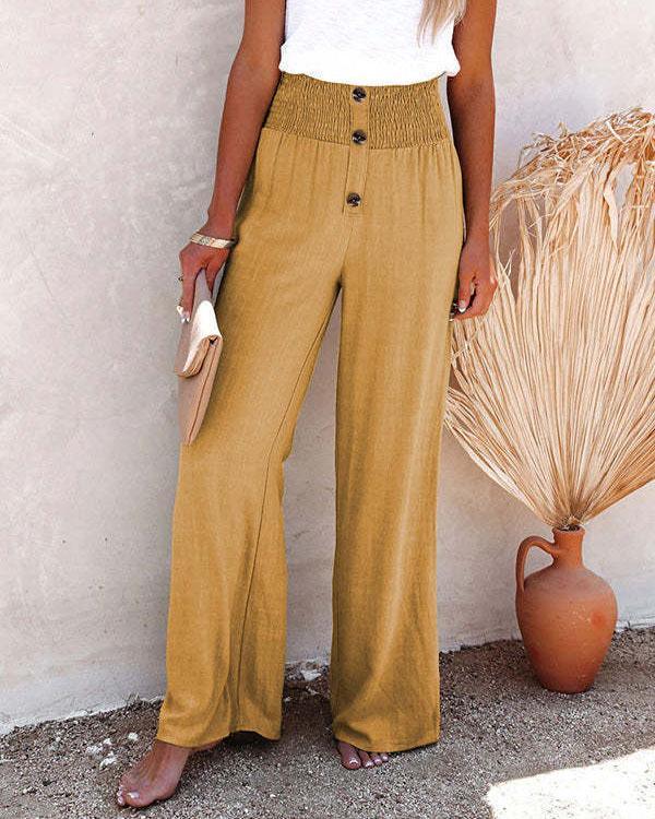 BUTTON WIDE LEG PANTS(5 COLORS)