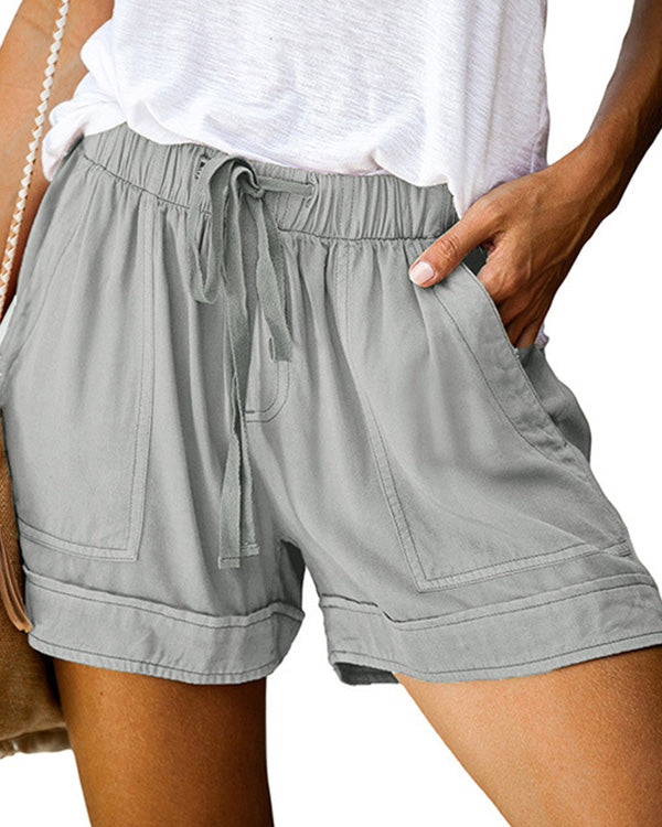 DRAWSTRING HIGH RISE SHORTS(9 COLORS)