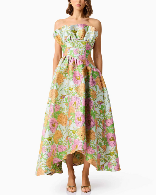 Sexy Tube Top Printed Pleated High-End Dress