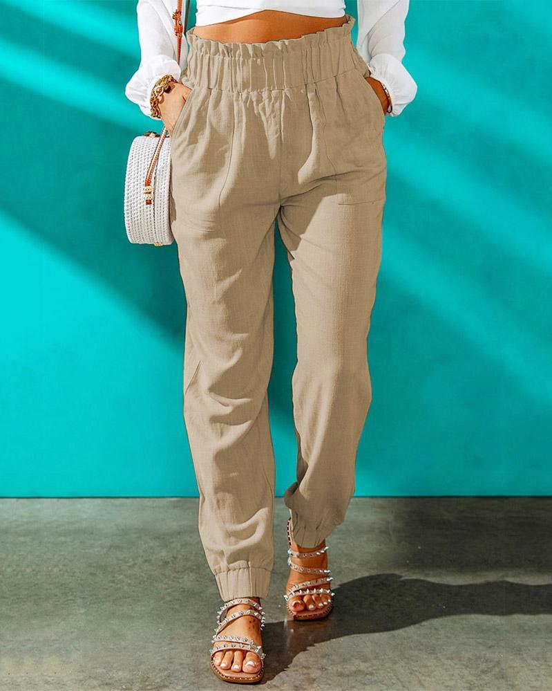 HIGH RISE SMOCKED PANTS