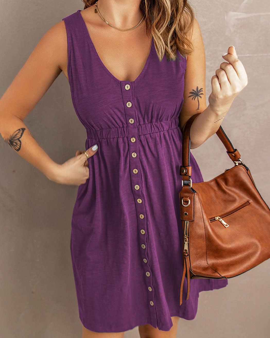 SMOCKED SLEEVELESS DRESS