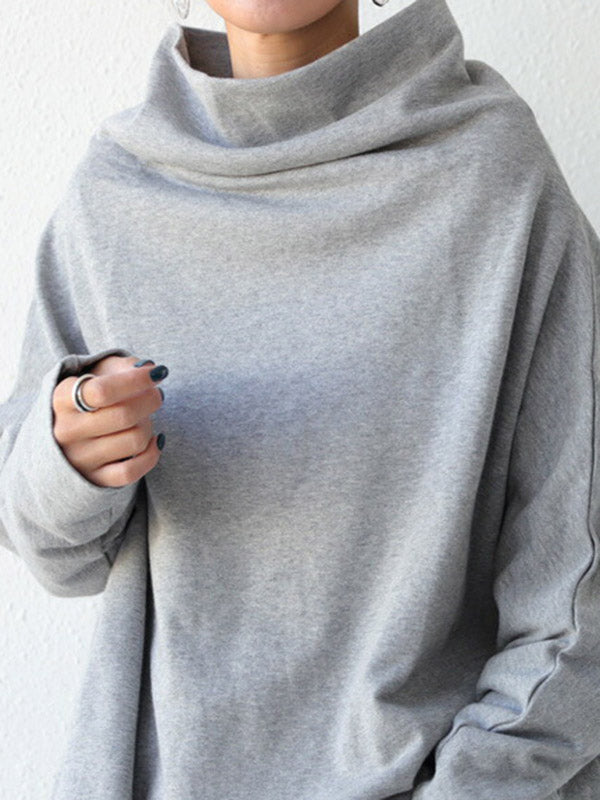 Urban Black&Gray High-Neck Long Sleeve Oversize T-Shirt