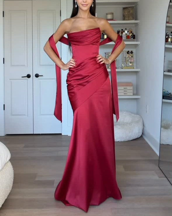 Sexy Sleeveless Cold-Shoulder Tube Top Maxi Dress