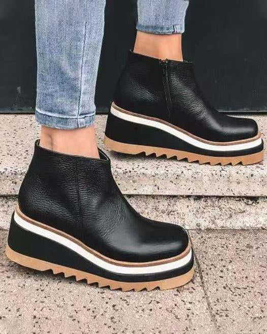 PU LEATHER ANKLE BOOTS