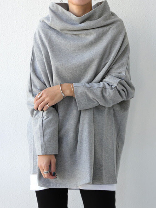 Urban Black&Gray High-Neck Long Sleeve Oversize T-Shirt