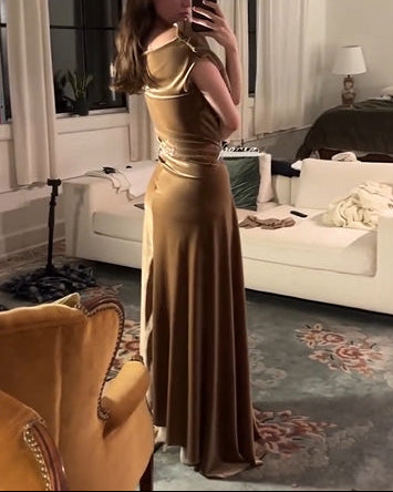 Sexy Solid Color Stitching Elegant Maxi Dress