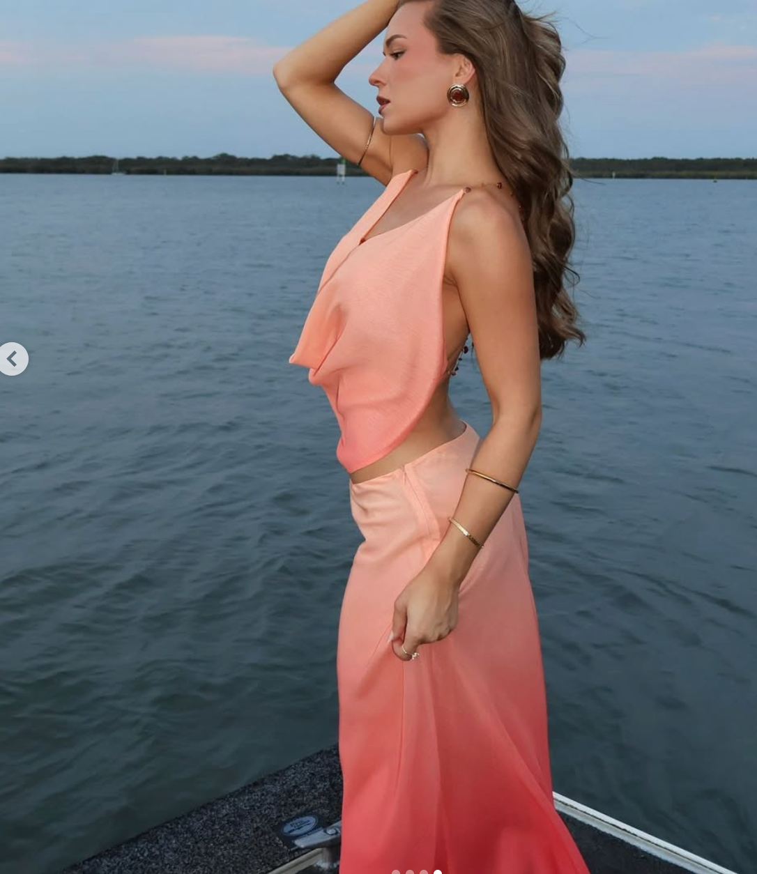 Sexy Halter Gradient Color Sheath Long Skirt Two-Piece Set