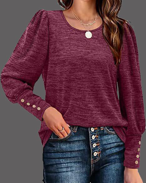 CREW NECK PUFF SLEEVE TOP(7 COLORS)