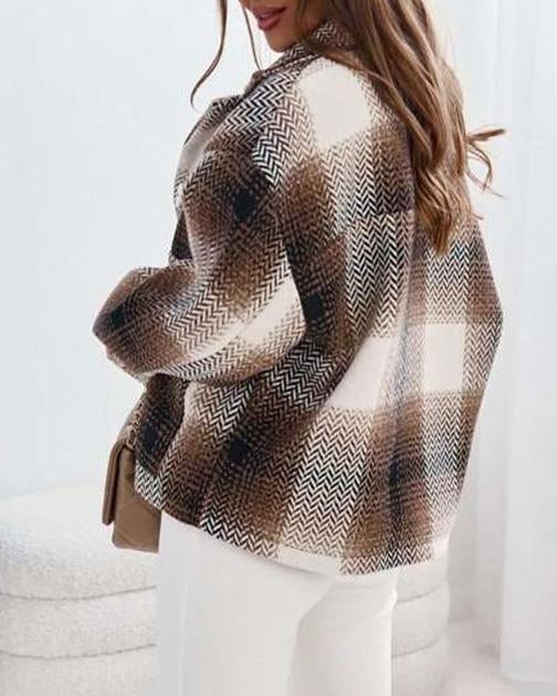 LAPEL PLAID JACKET