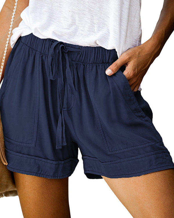 DRAWSTRING HIGH RISE SHORTS(9 COLORS)