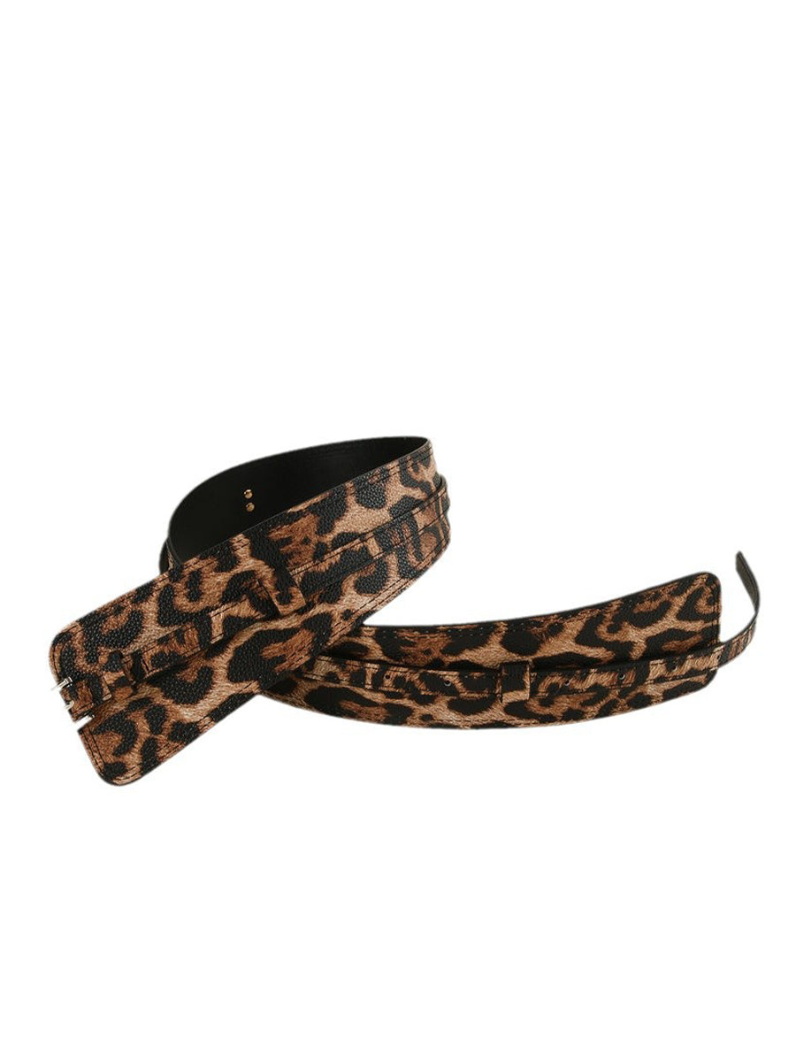 Women's Leopard - Print Fashion Faux Leather Asymmetric - Design Waist Belt