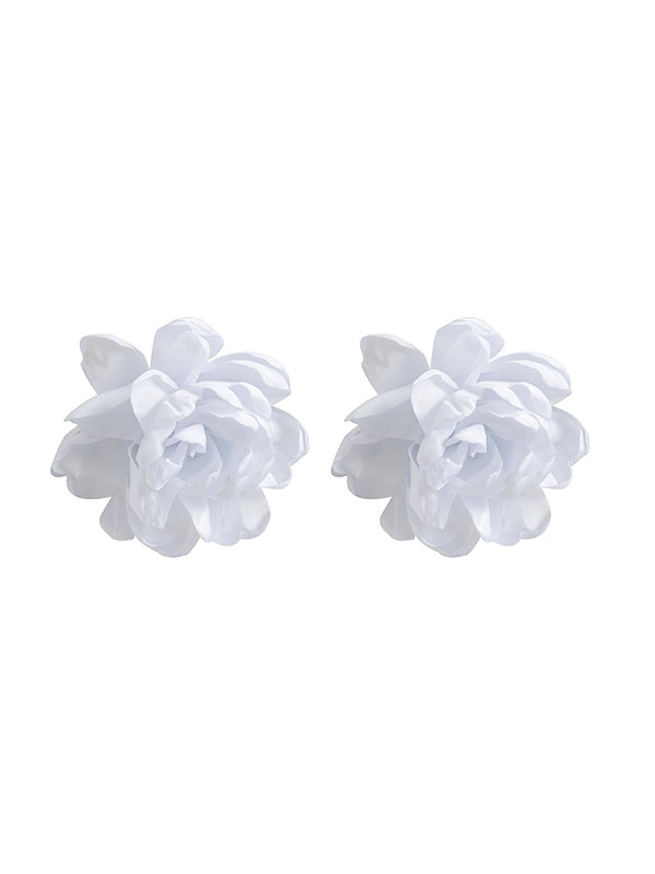 Solid Color Three-Dimensional Flower Drop Earrings