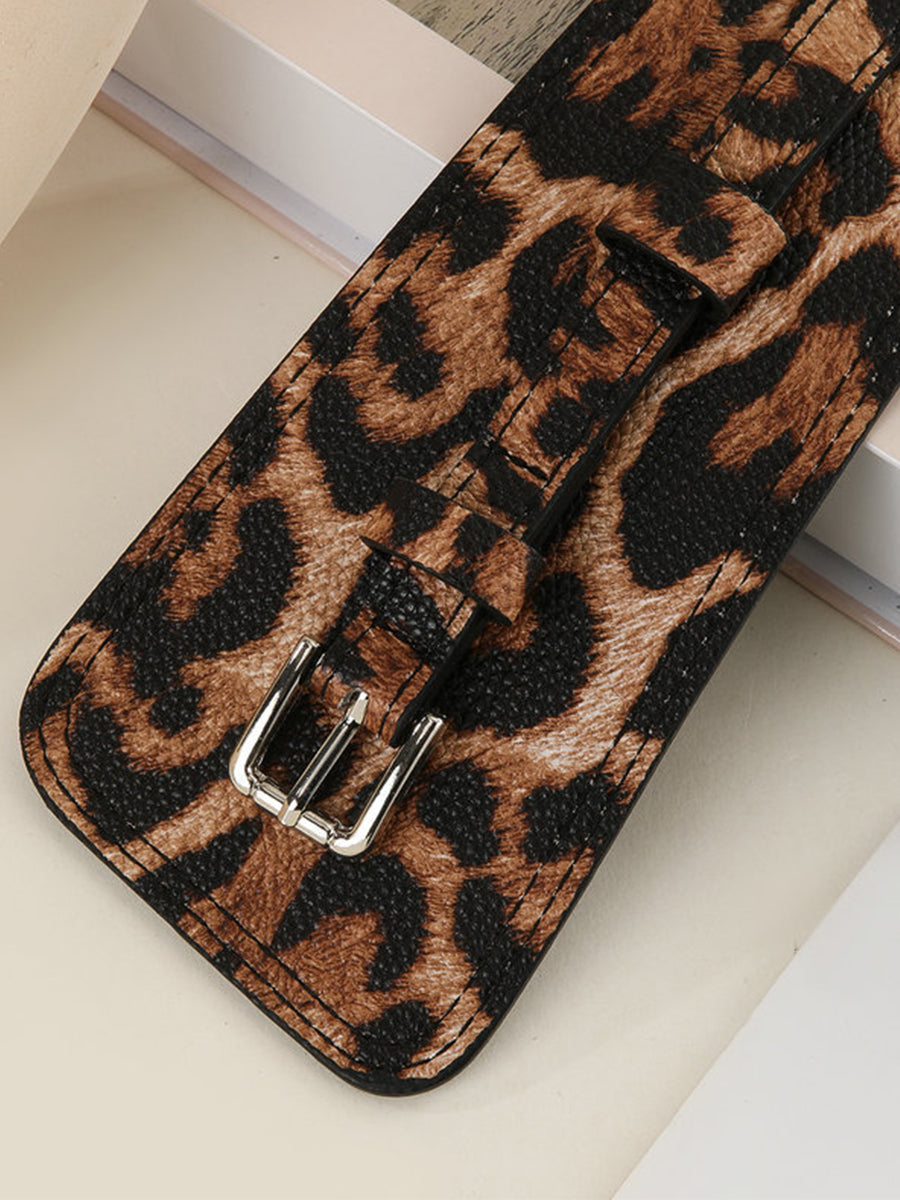 Women's Leopard - Print Fashion Faux Leather Asymmetric - Design Waist Belt