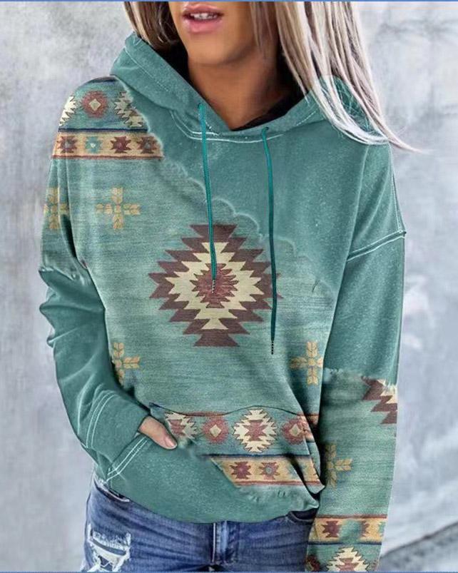 PRINTED HOODED TOP（4 COLORS）