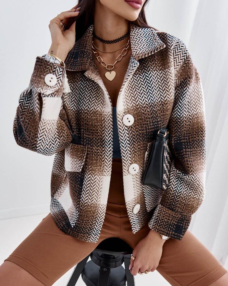 LAPEL PLAID JACKET