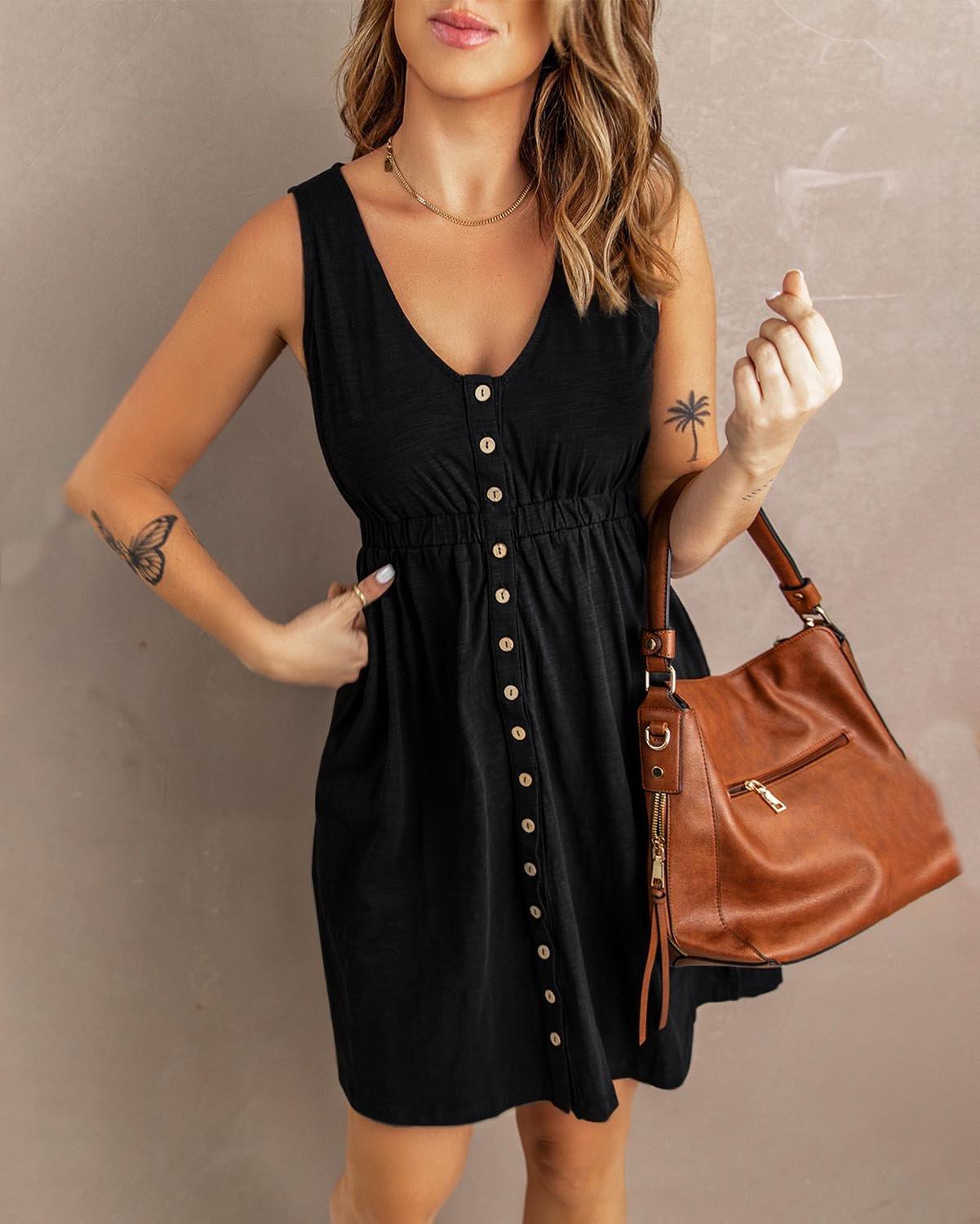 SMOCKED SLEEVELESS DRESS