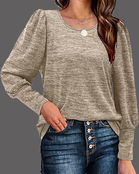 CREW NECK PUFF SLEEVE TOP(7 COLORS)