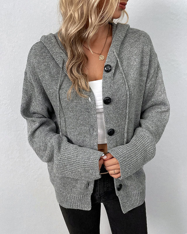 BUTTON DOWN CARDIGAN HOODIE