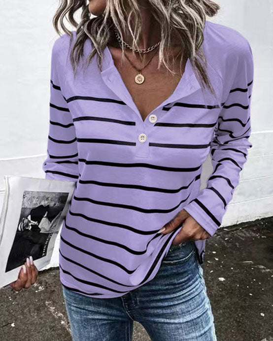 STRIPED LONG SLEEVE TOP(7 COLORS)