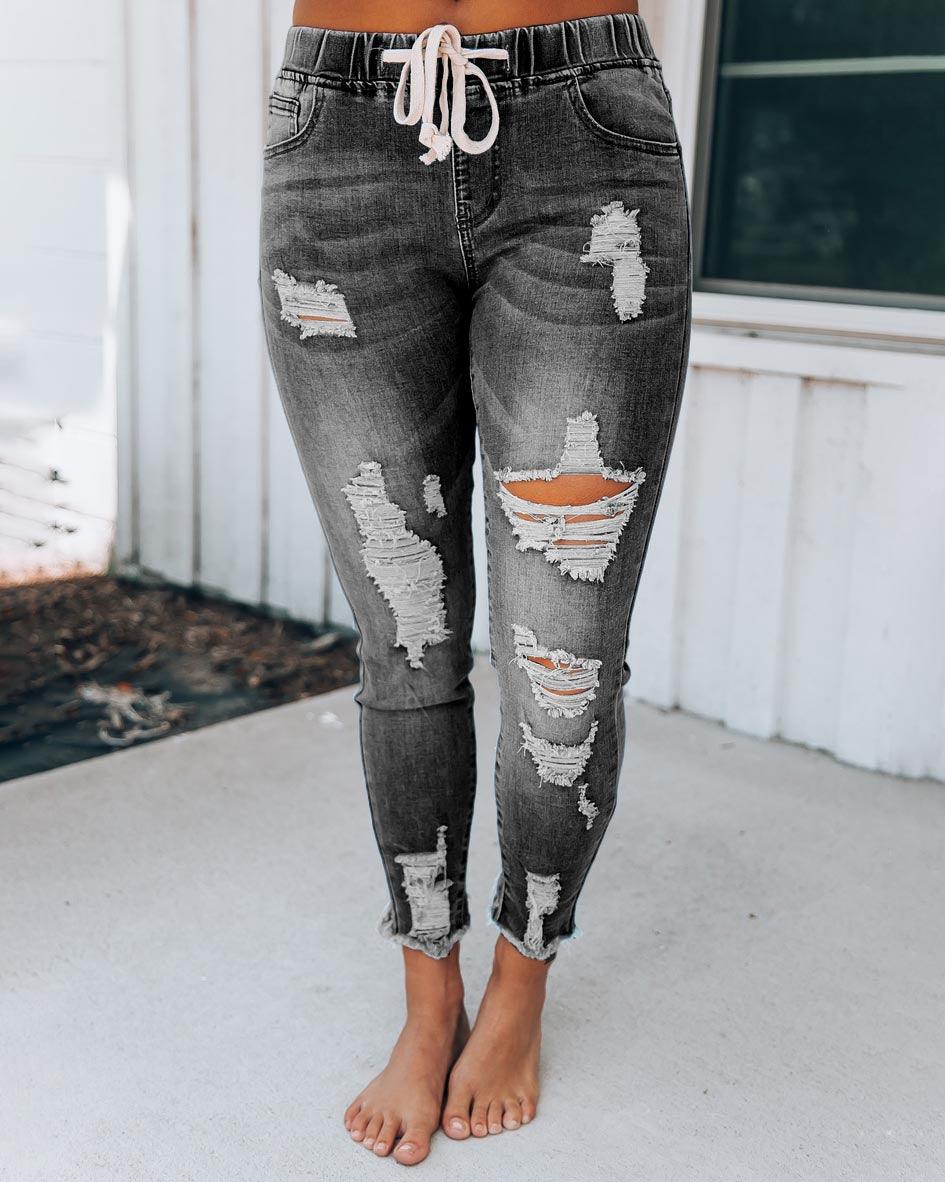 DISTRESSED DENIM JOGGERS(5 COLORS)