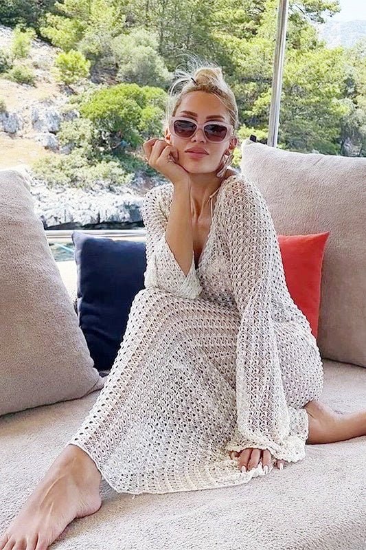 Georgia V-neck Crochet Maxi Dress