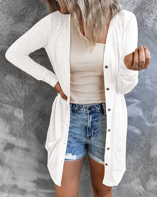 POCKETED BUTTON DOWN CARDIGAN