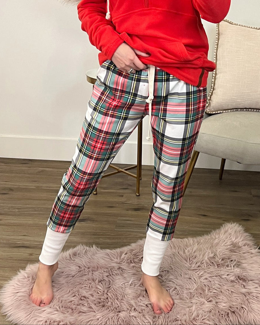 PLAID DRAWSTRING JOGGERS