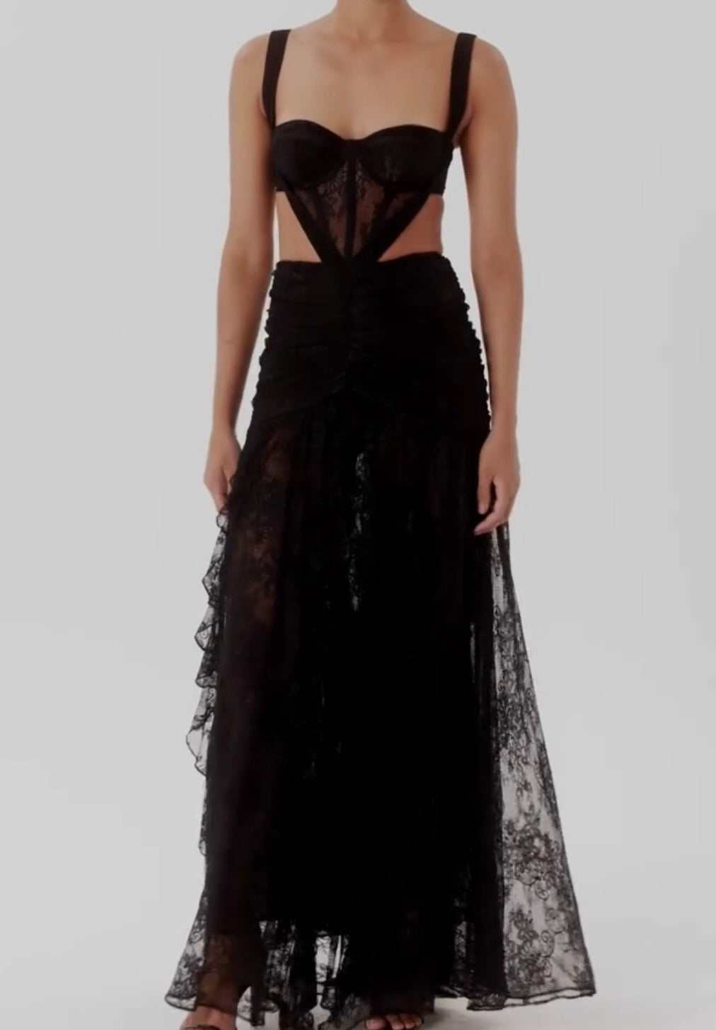 Sexy Sling Lace Cutout Maxi Dress