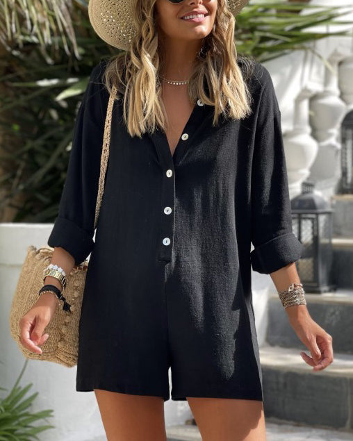 Linen Blend Chic Romper