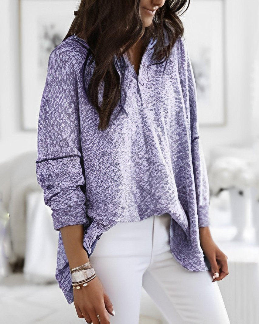 Long Sleeve V-Neck Button Top