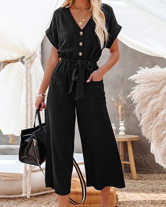 SOLID COLOR WAIST SLIMMING ROMPER