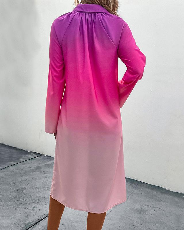 Long Sleeve Gradient Shirtdress