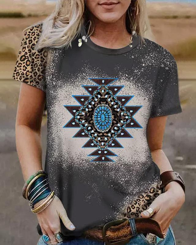 CREW NECK TOTEM PRINTED TOP