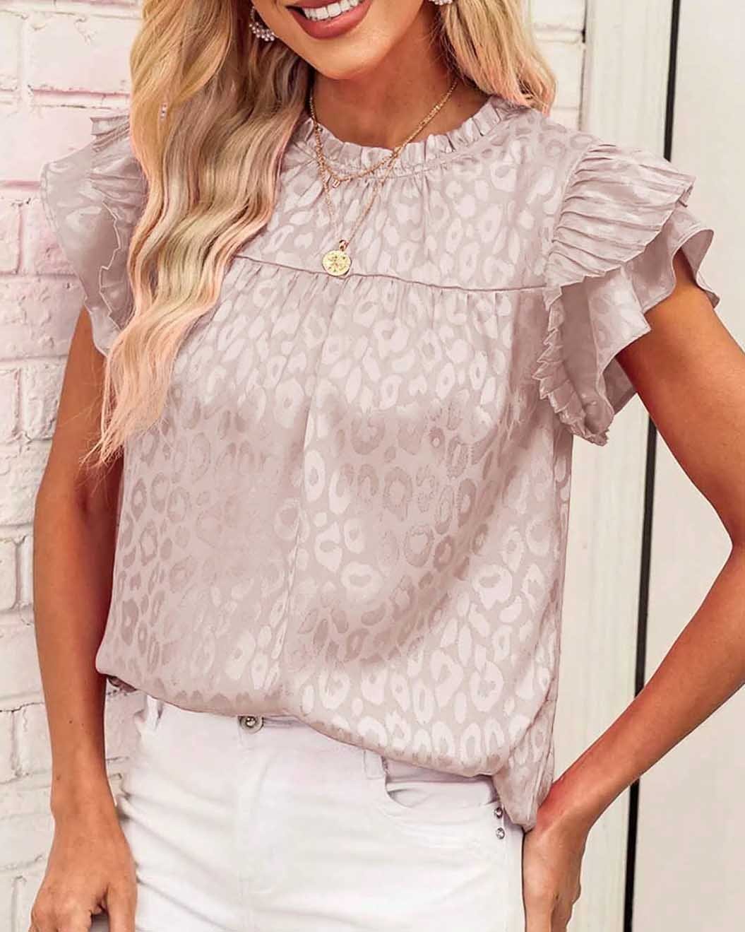 Ruffle Sleeve Leopard Top