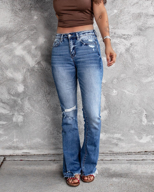 High-Waist Slim Fit Flare Jeans