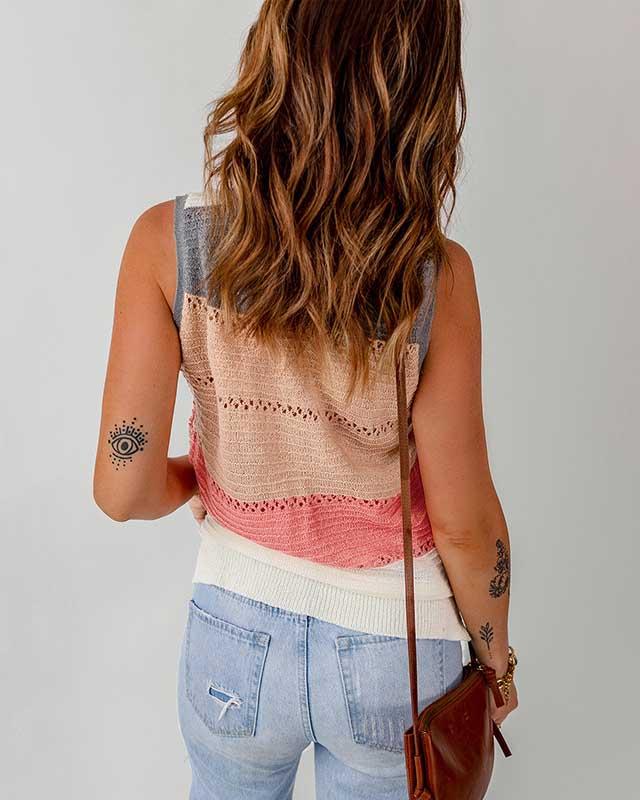 Stripe V Neck Vest