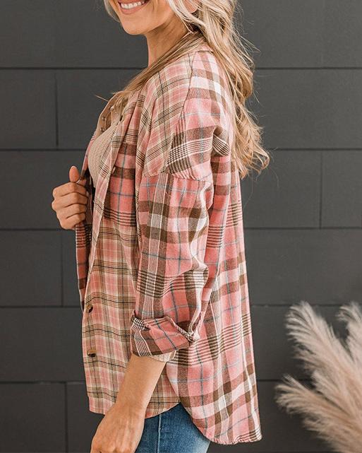 Plaids Loose Long Sleeve Shirt