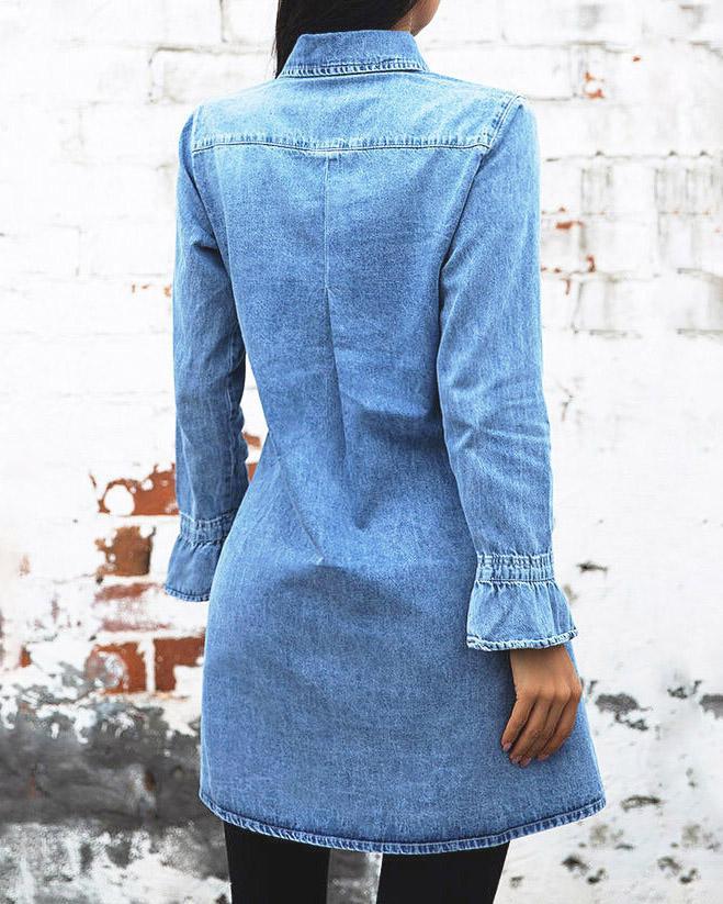 Long Sleeve Button Denim Dress