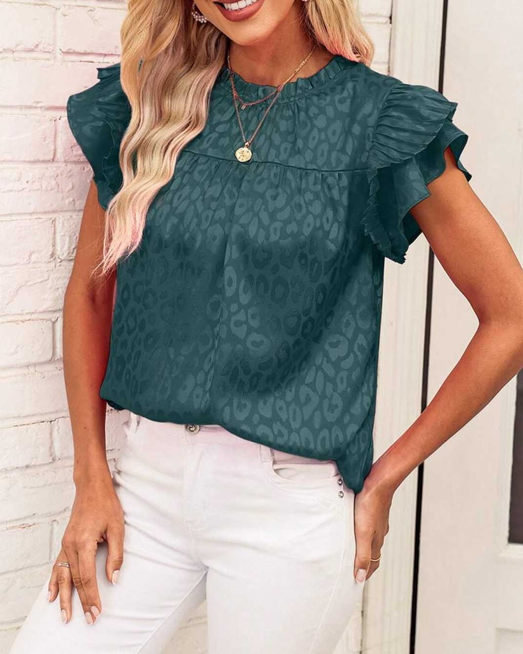 Ruffle Sleeve Leopard Top