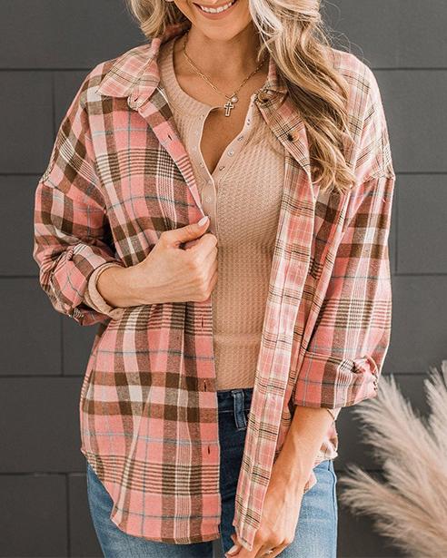 Plaids Loose Long Sleeve Shirt