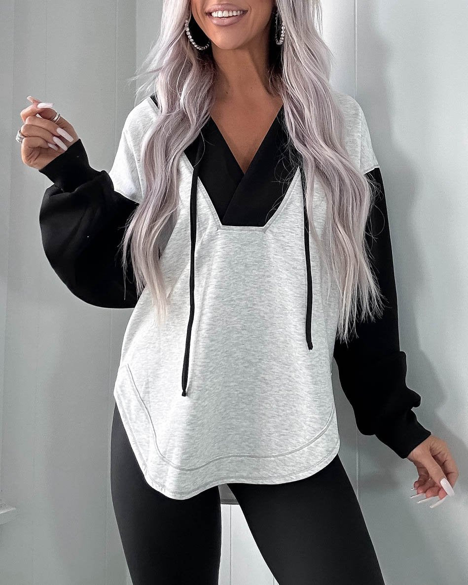 V Neck Comfy Oversized Hoodie