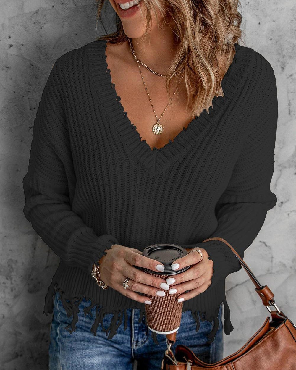 Tassel V Neck Sweater