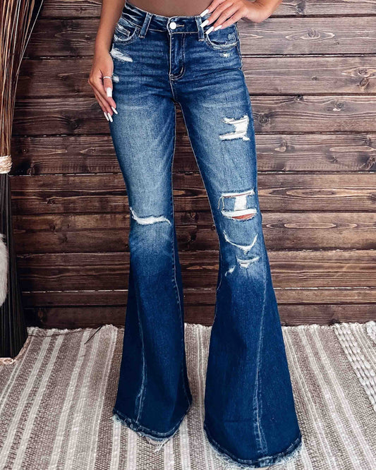 Retro Chic Flared Denim