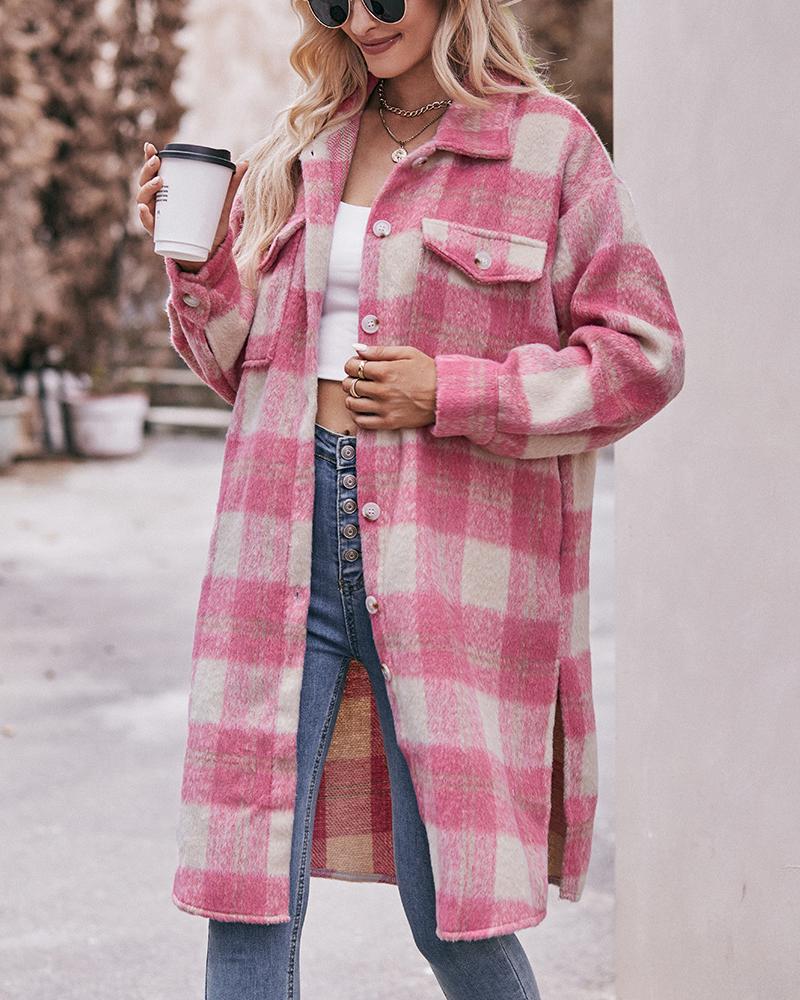 Long Mauhair Plaid Jacket