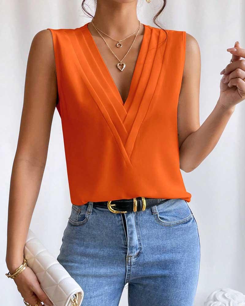 V Neck Sleeveless Top