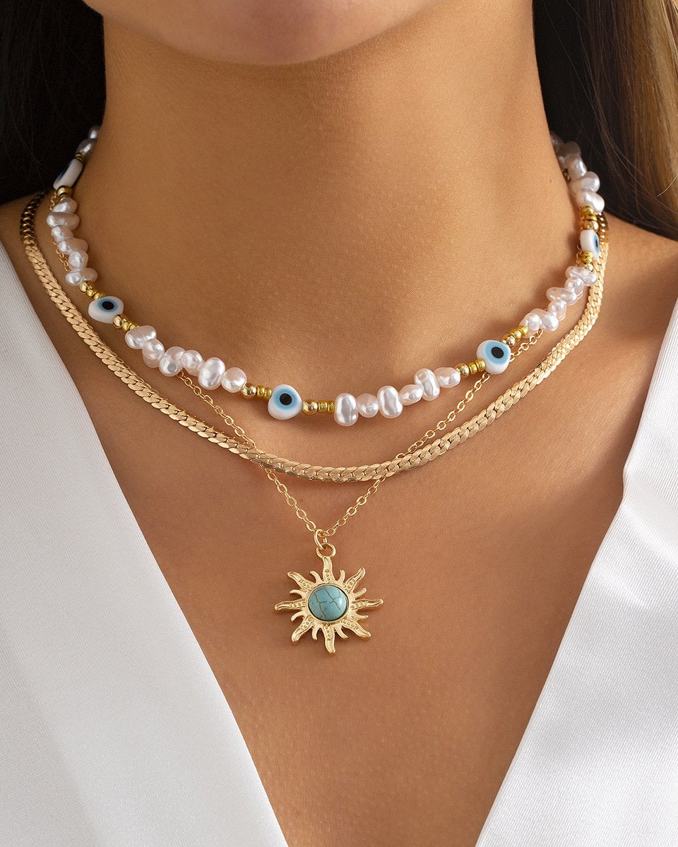 Heronsbill Pearl  Multi-level Necklace